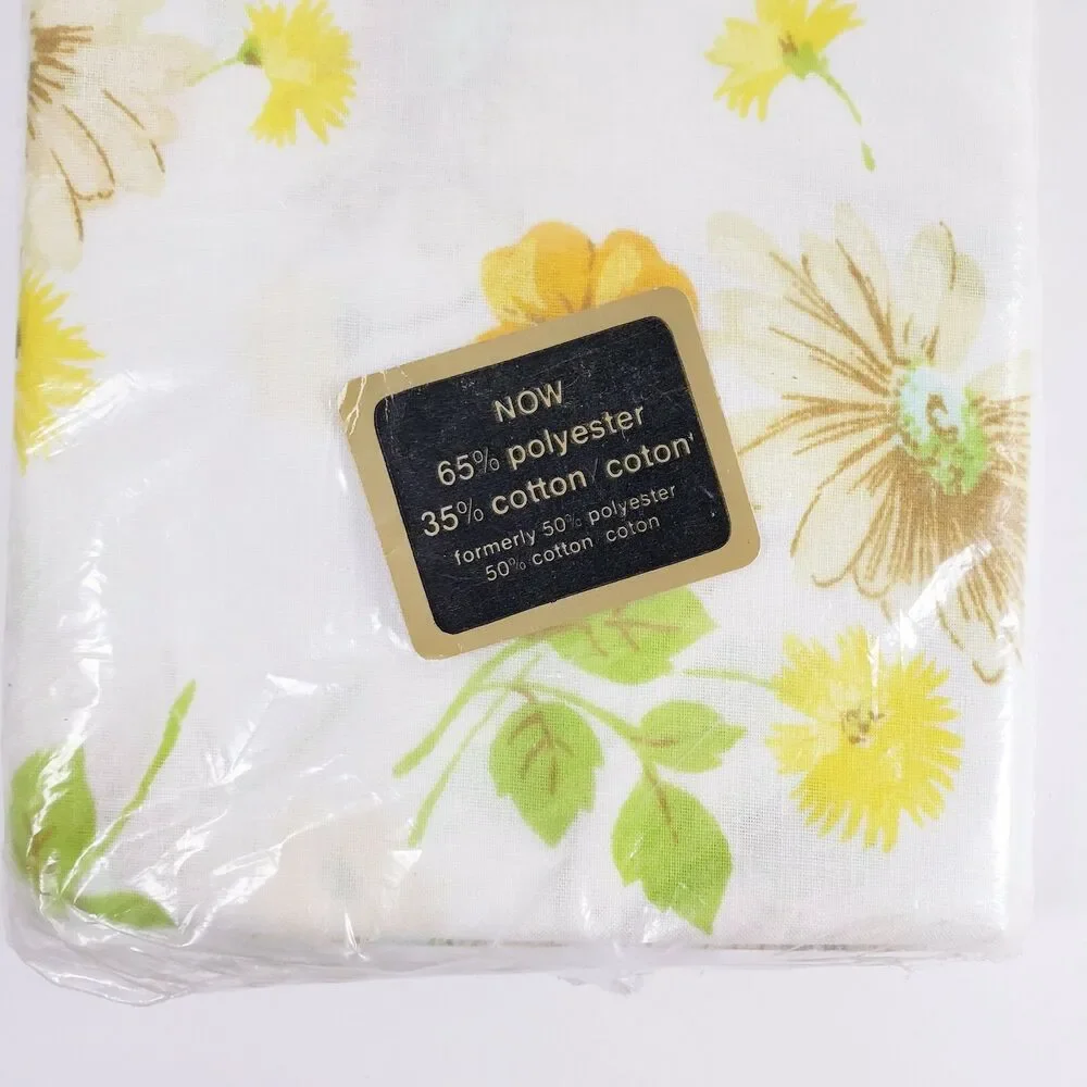 Vintage Requot 2 Standard Pillowcases No Iron Luxury Muslin Yellow Flowers Daisy